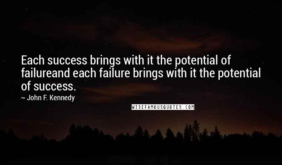 John F. Kennedy Quotes: Each success brings with it the potential of failureand each failure brings with it the potential of success.