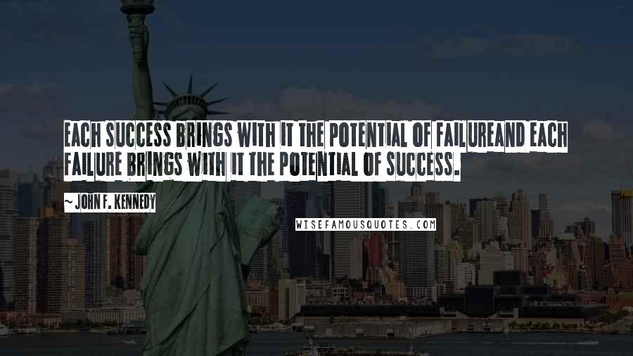 John F. Kennedy Quotes: Each success brings with it the potential of failureand each failure brings with it the potential of success.