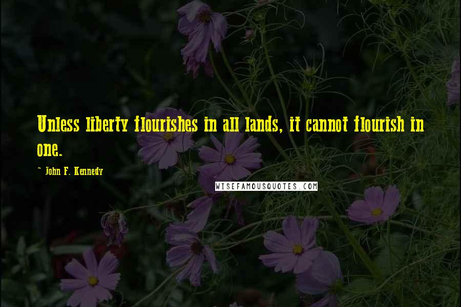 John F. Kennedy Quotes: Unless liberty flourishes in all lands, it cannot flourish in one.