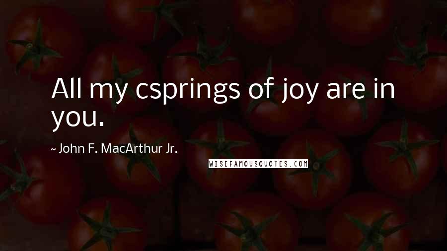 John F. MacArthur Jr. Quotes: All my csprings of joy are in you.