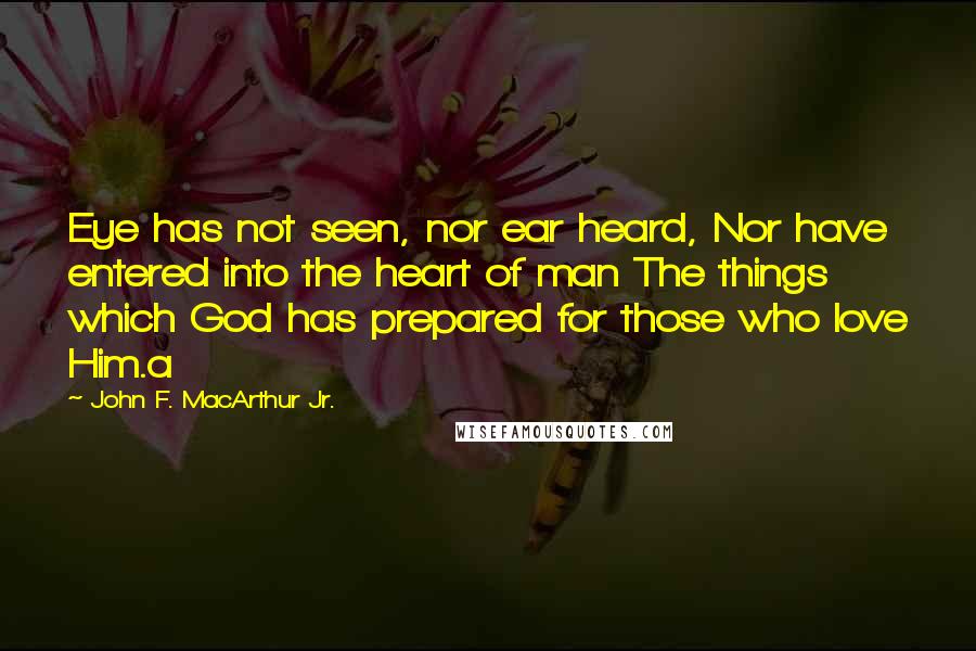 John F. MacArthur Jr. Quotes: Eye has not seen, nor ear heard, Nor have entered into the heart of man The things which God has prepared for those who love Him.a