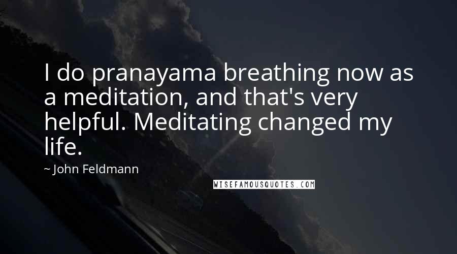 John Feldmann Quotes: I do pranayama breathing now as a meditation, and that's very helpful. Meditating changed my life.