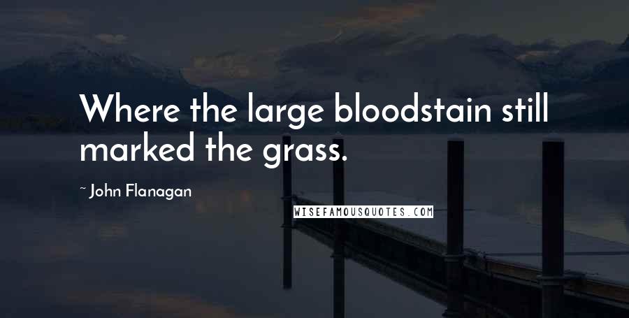 John Flanagan Quotes: Where the large bloodstain still marked the grass.