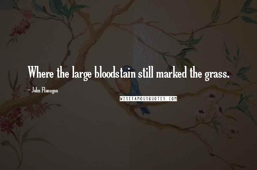 John Flanagan Quotes: Where the large bloodstain still marked the grass.