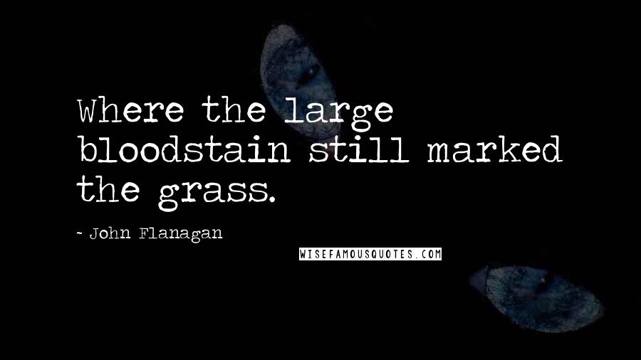 John Flanagan Quotes: Where the large bloodstain still marked the grass.