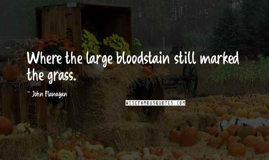 John Flanagan Quotes: Where the large bloodstain still marked the grass.