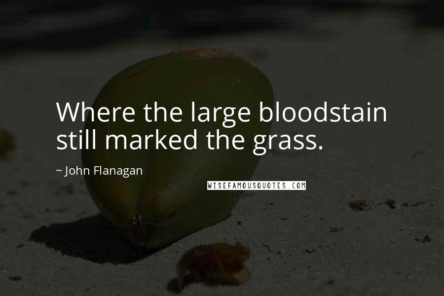 John Flanagan Quotes: Where the large bloodstain still marked the grass.