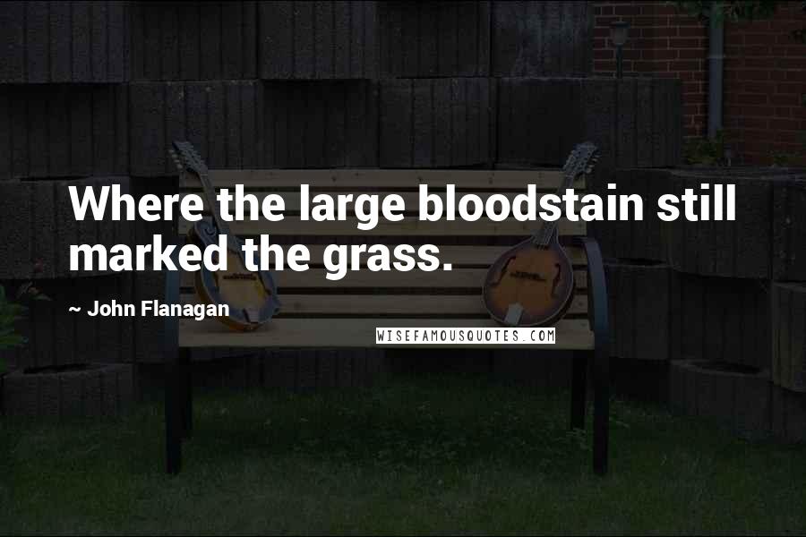 John Flanagan Quotes: Where the large bloodstain still marked the grass.