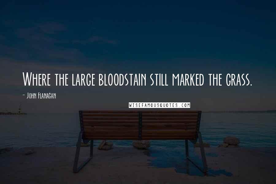 John Flanagan Quotes: Where the large bloodstain still marked the grass.