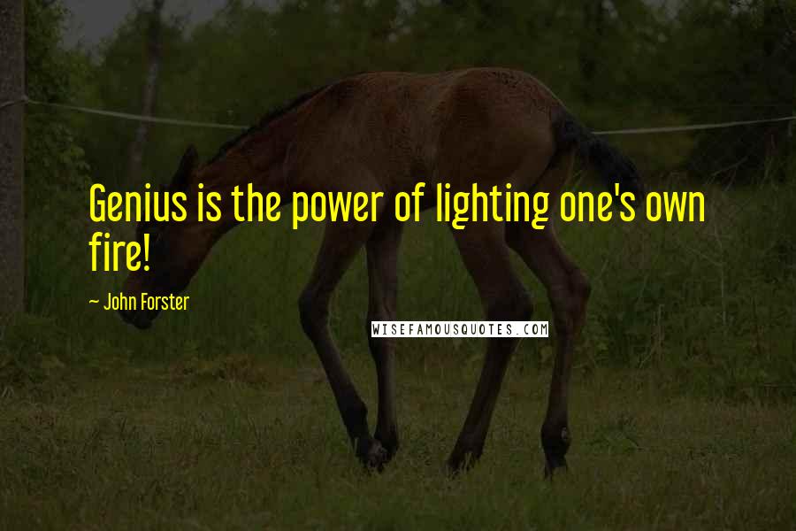 John Forster Quotes: Genius is the power of lighting one's own fire!