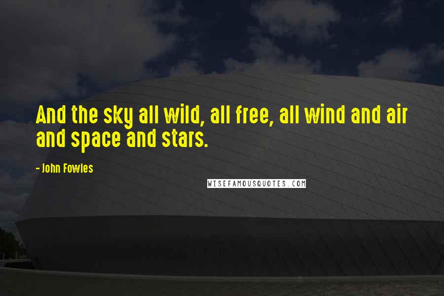 John Fowles Quotes: And the sky all wild, all free, all wind and air and space and stars.