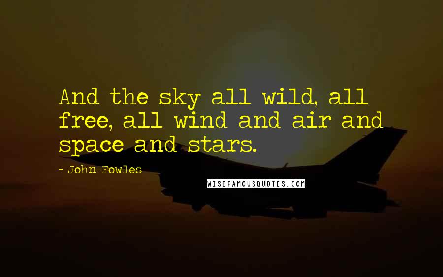 John Fowles Quotes: And the sky all wild, all free, all wind and air and space and stars.
