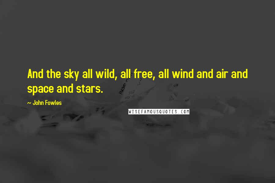 John Fowles Quotes: And the sky all wild, all free, all wind and air and space and stars.