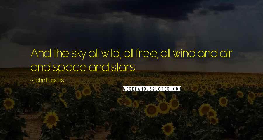 John Fowles Quotes: And the sky all wild, all free, all wind and air and space and stars.
