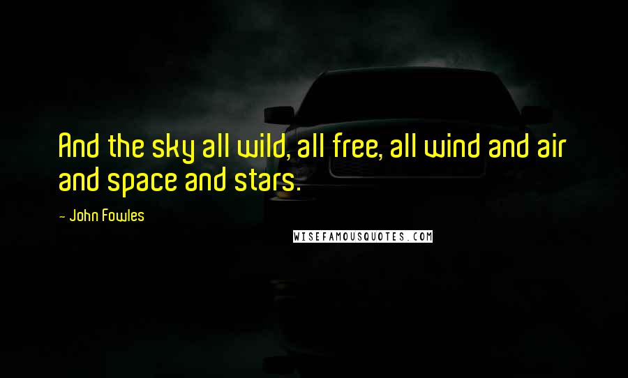 John Fowles Quotes: And the sky all wild, all free, all wind and air and space and stars.