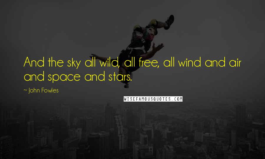 John Fowles Quotes: And the sky all wild, all free, all wind and air and space and stars.