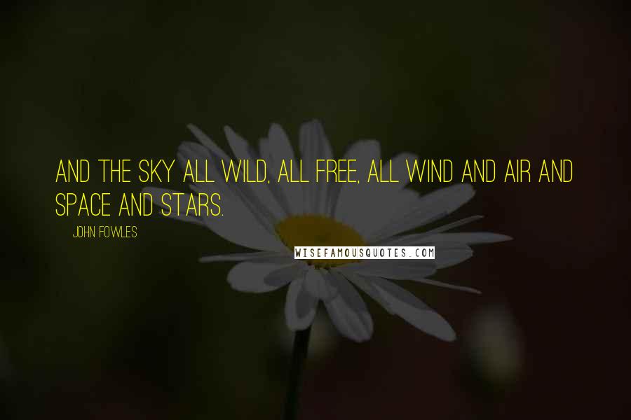John Fowles Quotes: And the sky all wild, all free, all wind and air and space and stars.