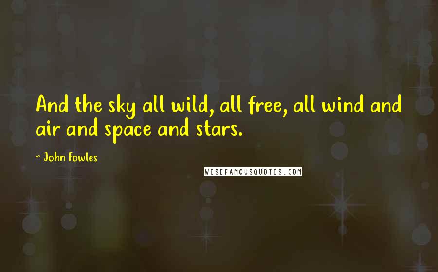 John Fowles Quotes: And the sky all wild, all free, all wind and air and space and stars.