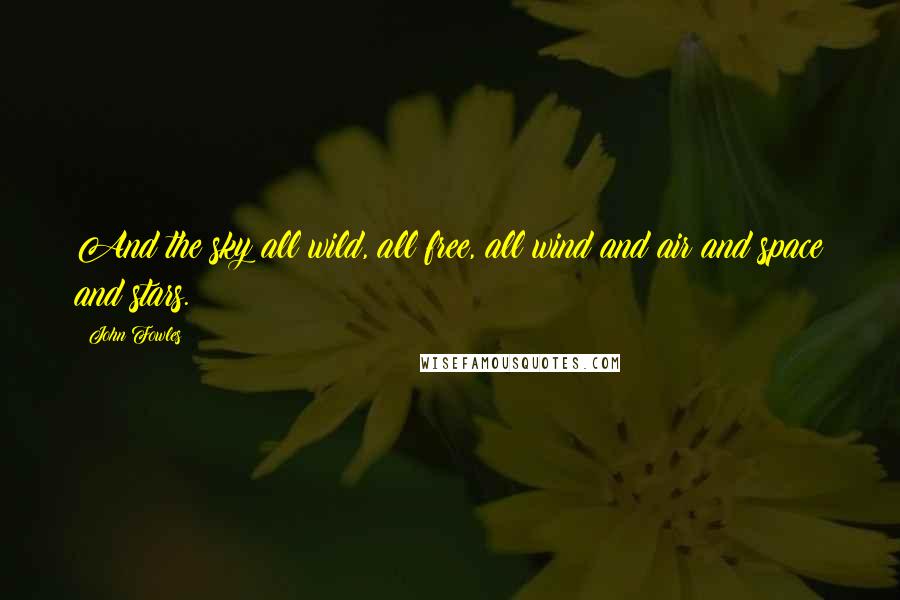 John Fowles Quotes: And the sky all wild, all free, all wind and air and space and stars.