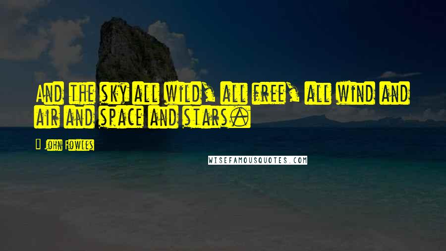 John Fowles Quotes: And the sky all wild, all free, all wind and air and space and stars.