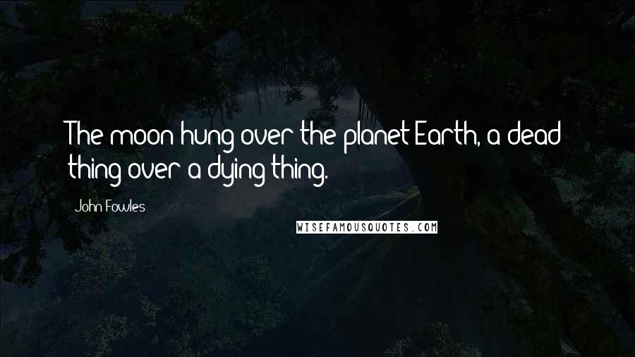 John Fowles Quotes: The moon hung over the planet Earth, a dead thing over a dying thing.