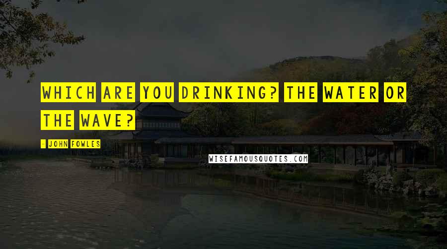 John Fowles Quotes: Which are you drinking? The water or the wave?
