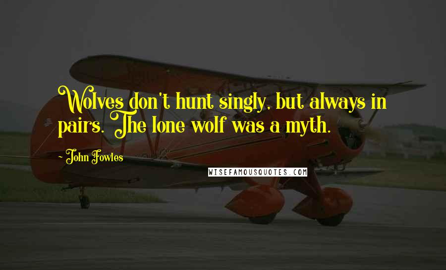 John Fowles Quotes: Wolves don't hunt singly, but always in pairs. The lone wolf was a myth.