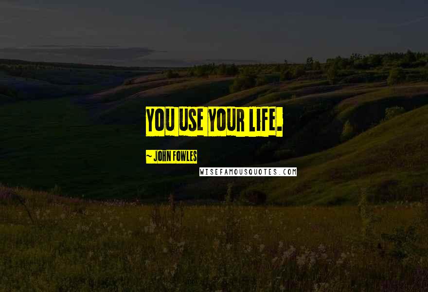 John Fowles Quotes: You use your life.