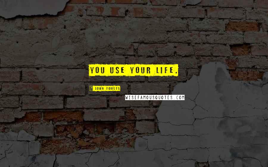 John Fowles Quotes: You use your life.