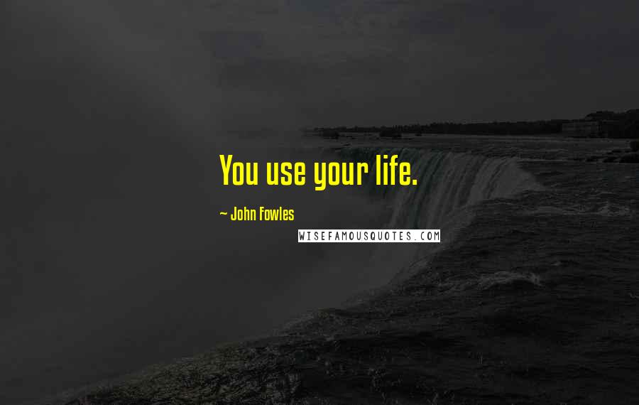 John Fowles Quotes: You use your life.