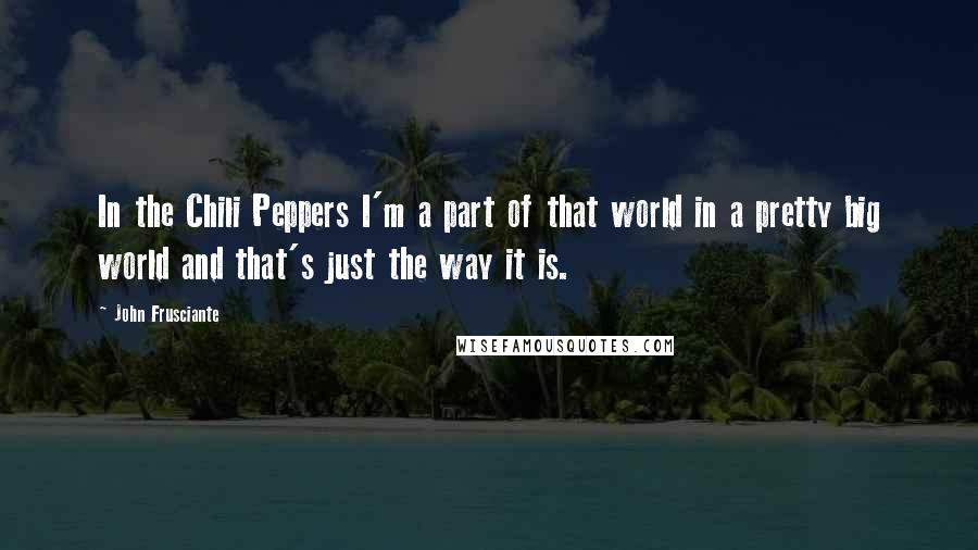 John Frusciante Quotes: In the Chili Peppers I'm a part of that world in a pretty big world and that's just the way it is.