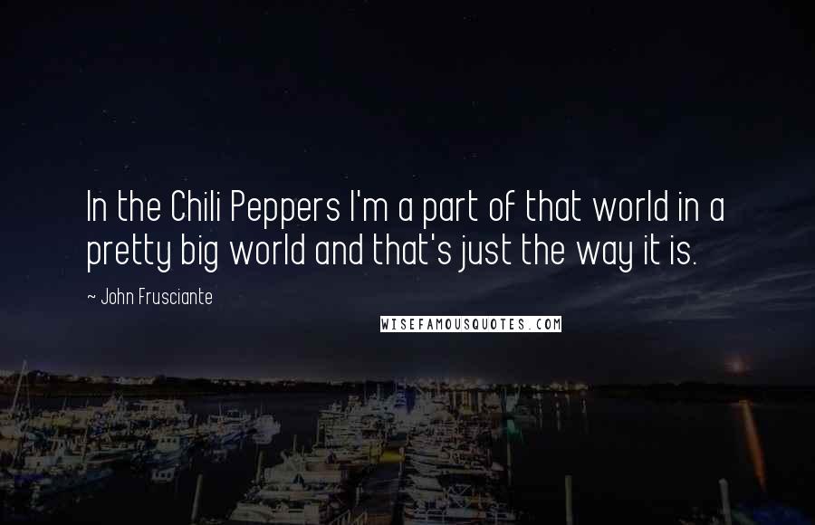 John Frusciante Quotes: In the Chili Peppers I'm a part of that world in a pretty big world and that's just the way it is.