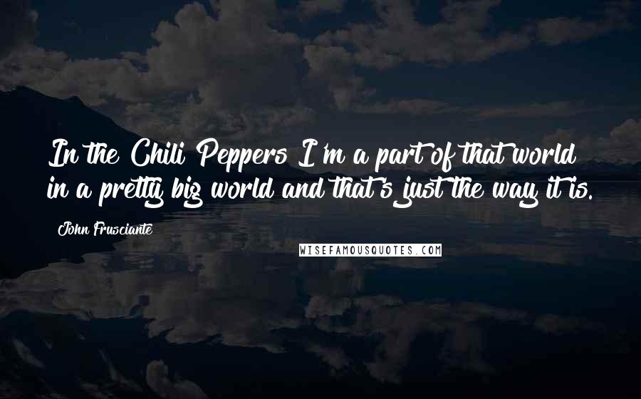 John Frusciante Quotes: In the Chili Peppers I'm a part of that world in a pretty big world and that's just the way it is.