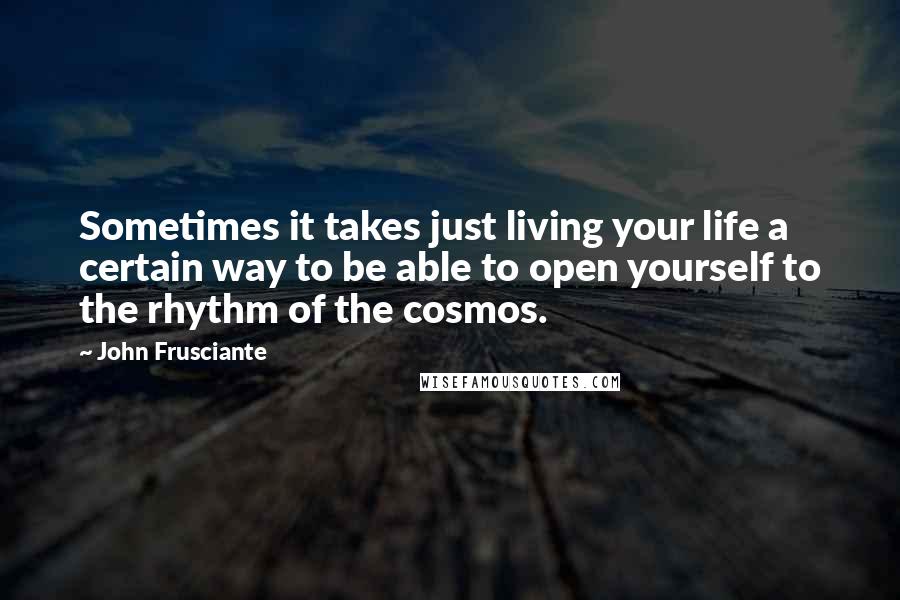 John Frusciante Quotes: Sometimes it takes just living your life a certain way to be able to open yourself to the rhythm of the cosmos.