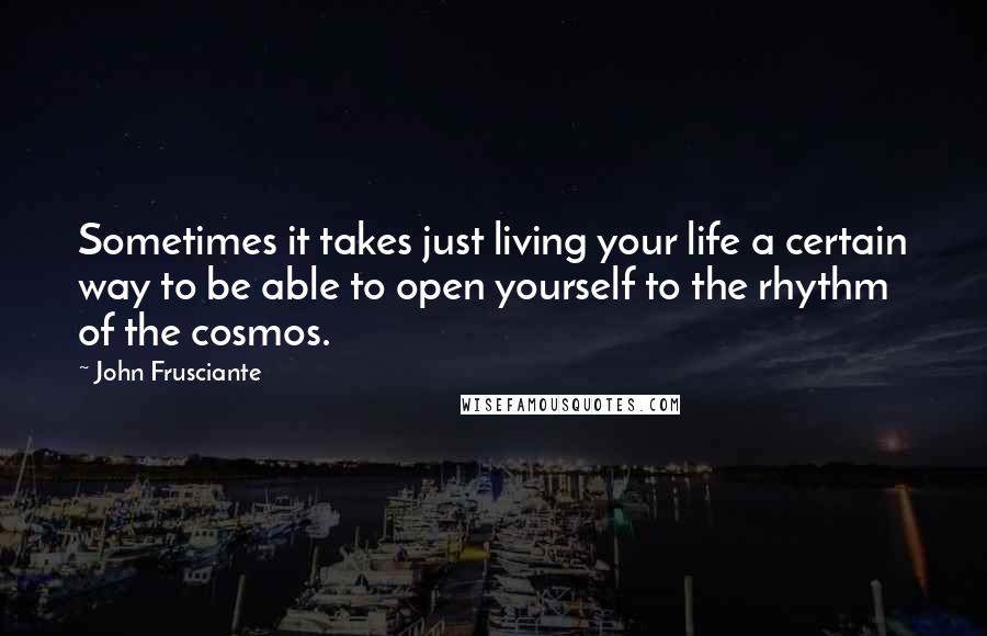 John Frusciante Quotes: Sometimes it takes just living your life a certain way to be able to open yourself to the rhythm of the cosmos.