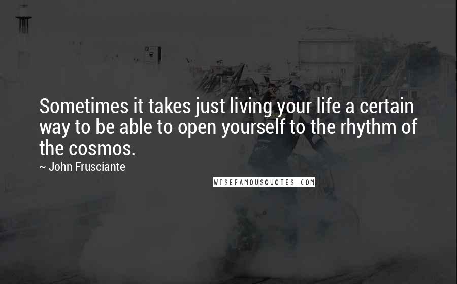 John Frusciante Quotes: Sometimes it takes just living your life a certain way to be able to open yourself to the rhythm of the cosmos.