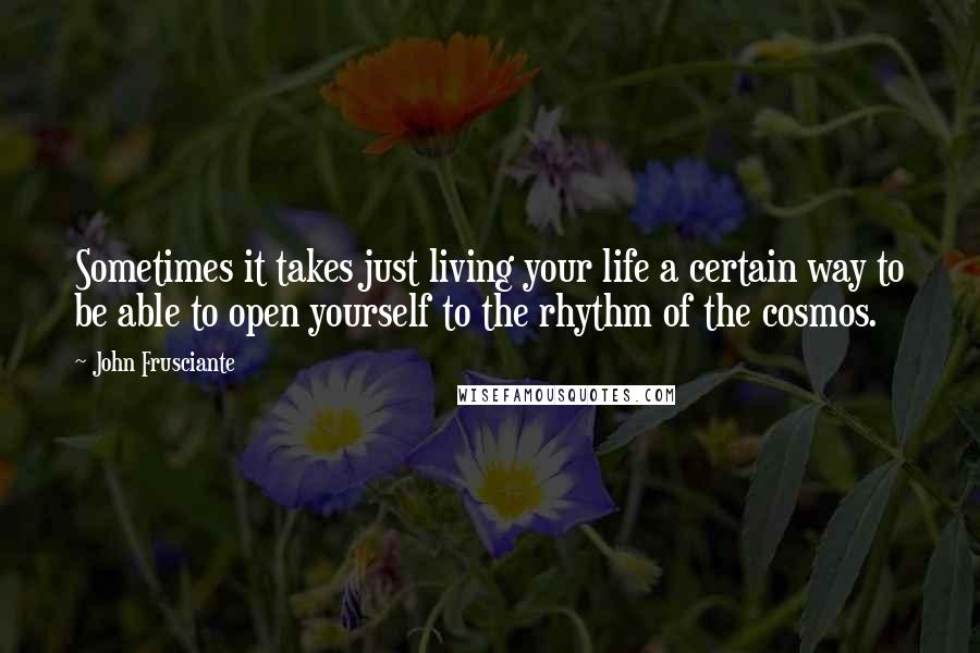 John Frusciante Quotes: Sometimes it takes just living your life a certain way to be able to open yourself to the rhythm of the cosmos.