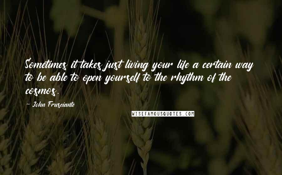 John Frusciante Quotes: Sometimes it takes just living your life a certain way to be able to open yourself to the rhythm of the cosmos.