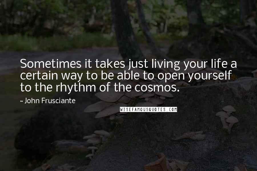 John Frusciante Quotes: Sometimes it takes just living your life a certain way to be able to open yourself to the rhythm of the cosmos.