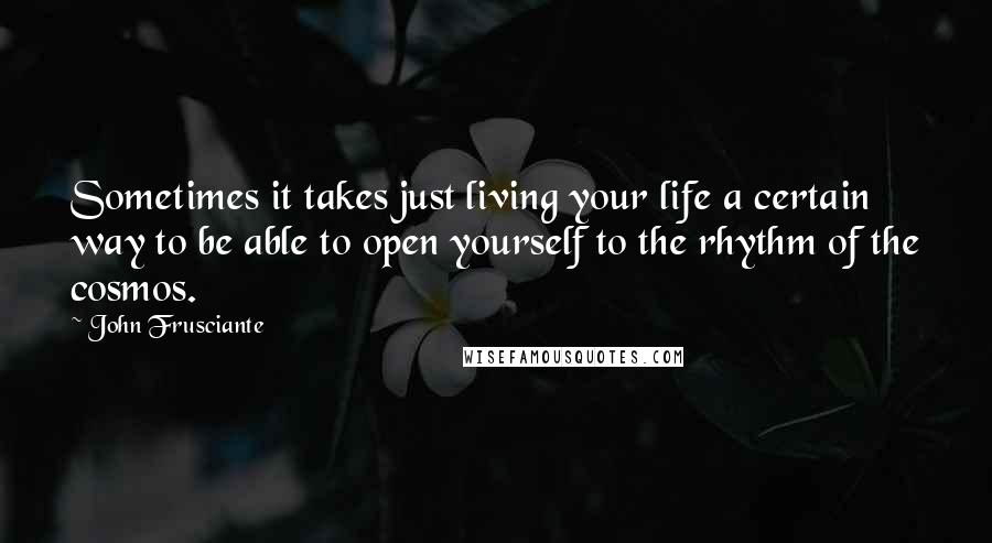 John Frusciante Quotes: Sometimes it takes just living your life a certain way to be able to open yourself to the rhythm of the cosmos.