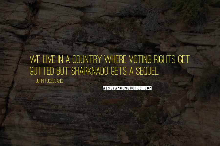 John Fugelsang Quotes: We live in a country where voting rights get gutted but Sharknado gets a sequel.