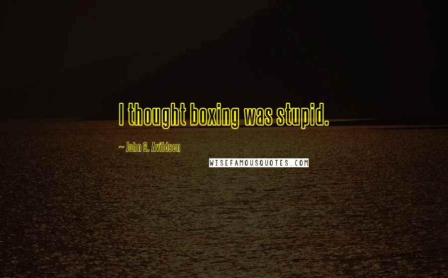 John G. Avildsen Quotes: I thought boxing was stupid.