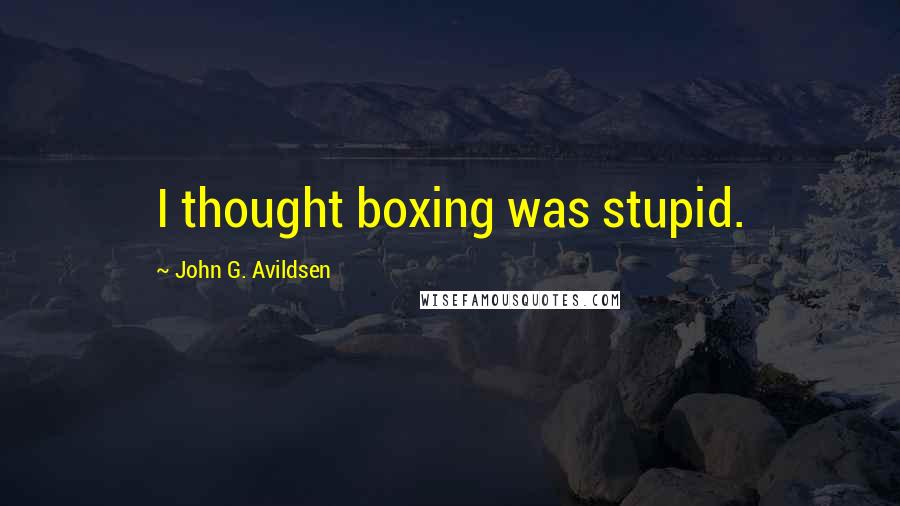 John G. Avildsen Quotes: I thought boxing was stupid.