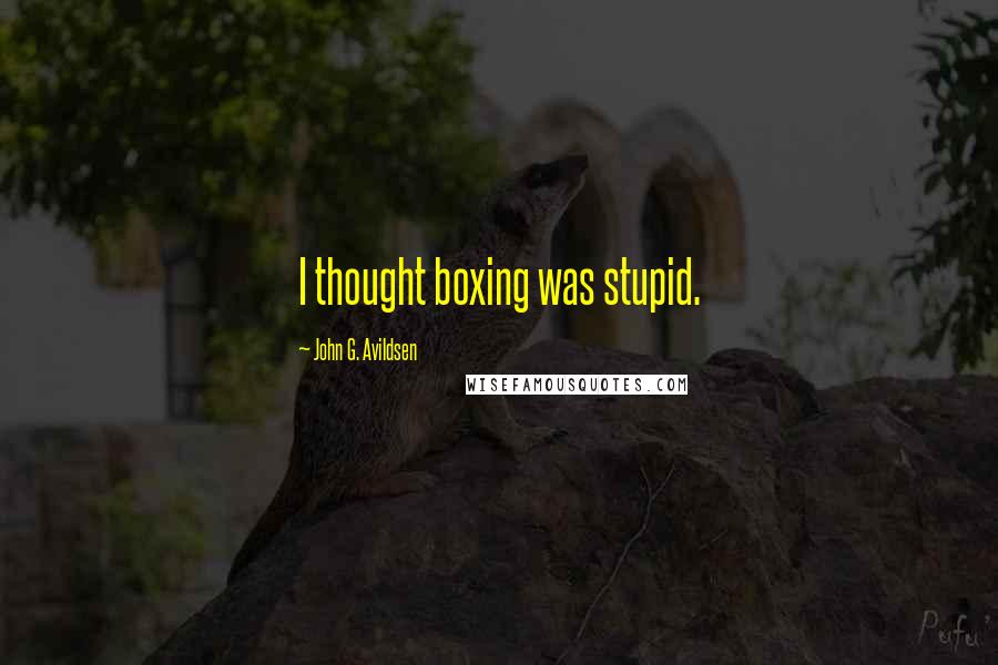 John G. Avildsen Quotes: I thought boxing was stupid.