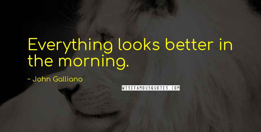 John Galliano Quotes: Everything looks better in the morning.