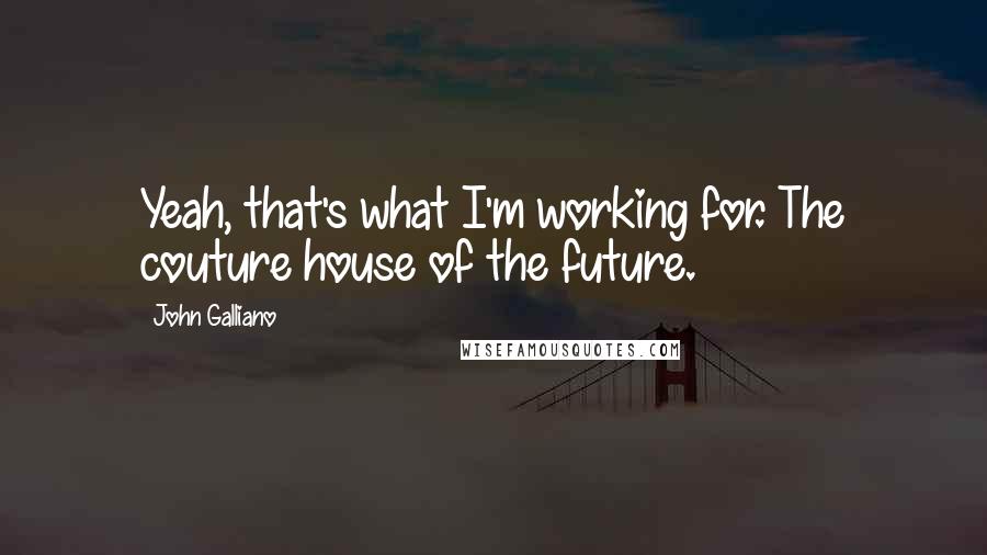 John Galliano Quotes: Yeah, that's what I'm working for. The couture house of the future.