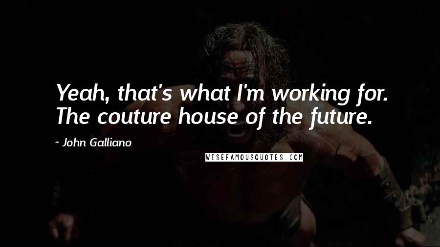 John Galliano Quotes: Yeah, that's what I'm working for. The couture house of the future.