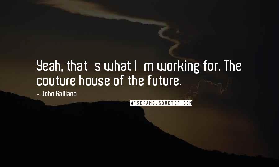 John Galliano Quotes: Yeah, that's what I'm working for. The couture house of the future.