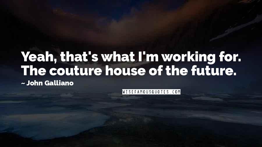 John Galliano Quotes: Yeah, that's what I'm working for. The couture house of the future.