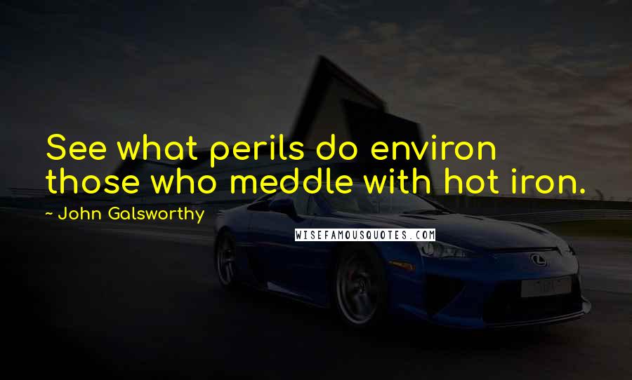 John Galsworthy Quotes: See what perils do environ those who meddle with hot iron.